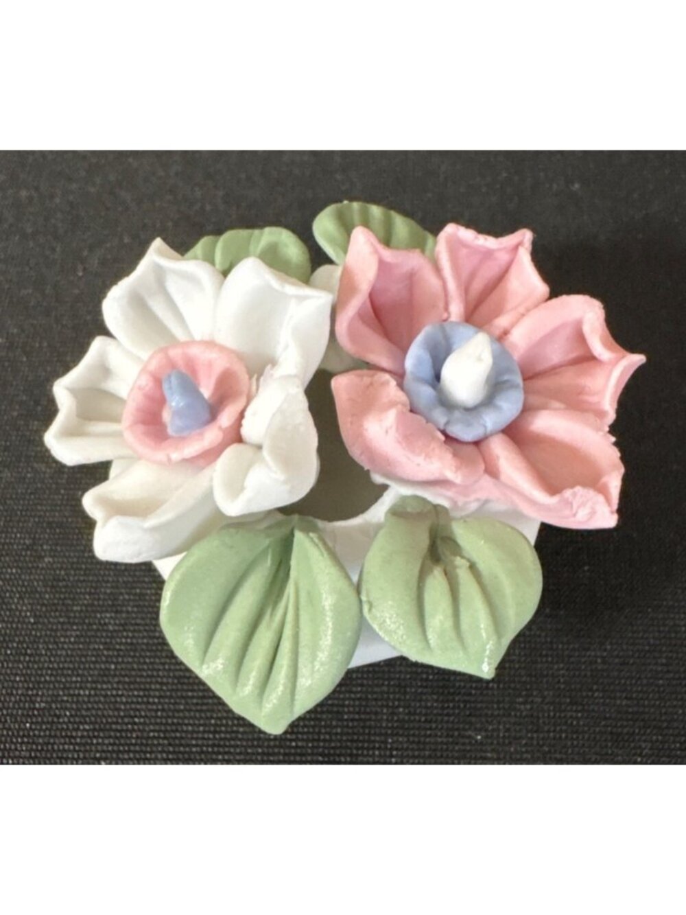 Vintage Sleeping Baby Boy & Girl Floral Basket Porcelain Figurines Party Cake - Picture 6 of 15
